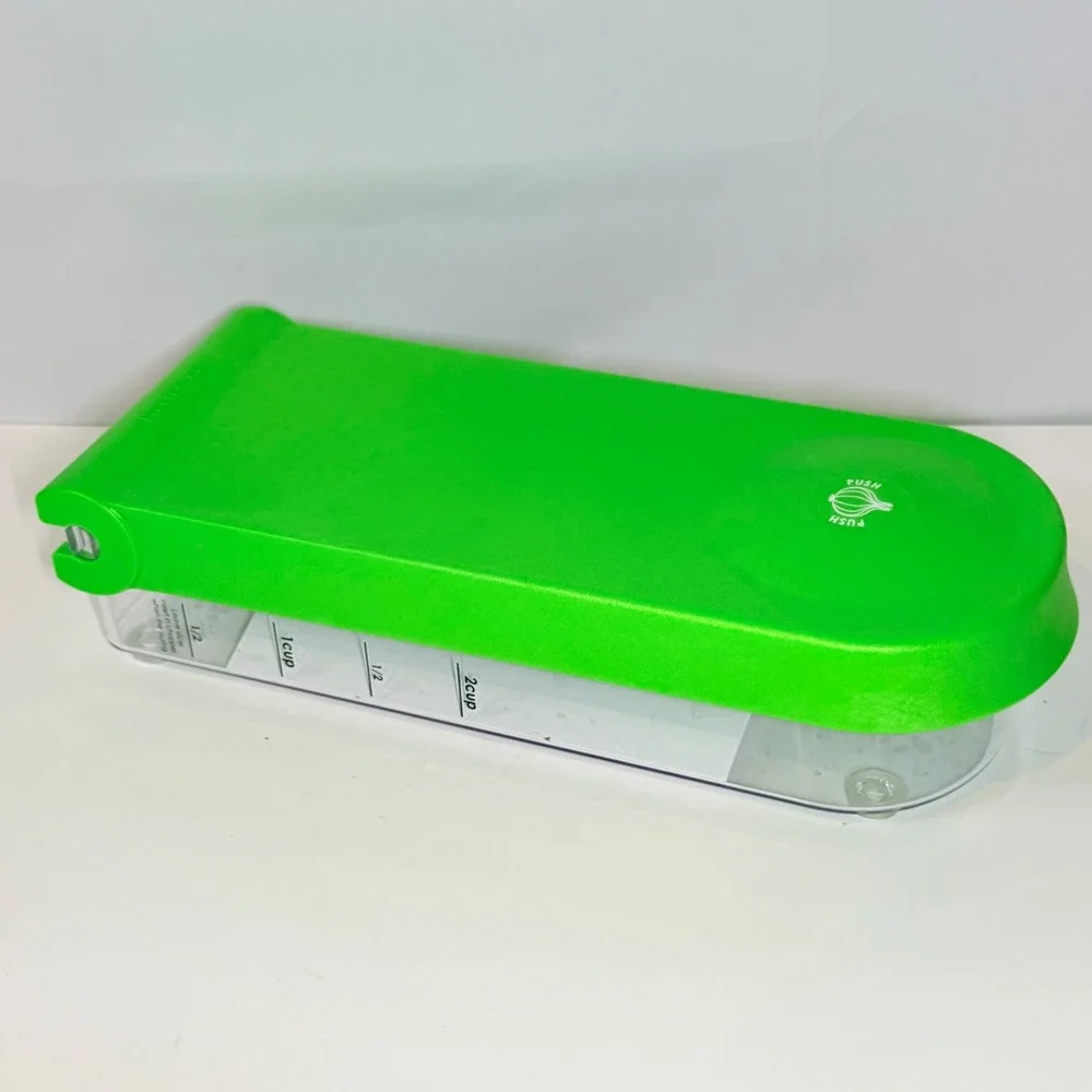 Progressive Prepworks Onion Chopper Green Vegetable Dicer with Measurements
